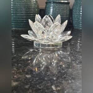 Irish Crystal Lotus Votive Candle Holder by Godinger Shannon Crystal